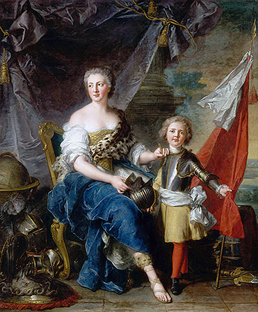 Mademoiselle de Lambesc als Minerva mit dem Grafen von Brionne, 1732 | Jean-Marc Nattier | Giclée Leinwand Kunstdruck