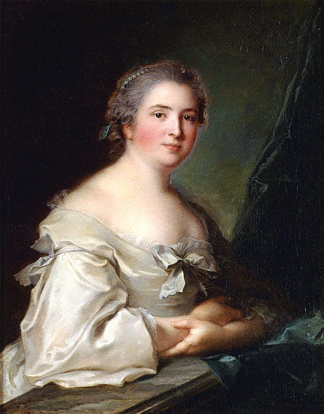 Portrait of a Lady Leaning on a Balustrade, 1754 | Jean-Marc Nattier | Giclée Leinwand Kunstdruck