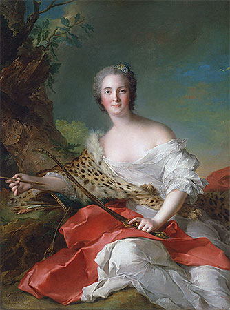 Portrait of Constance Gabrielle Magdeleine Bonnier de la Mosson as Diana, 1742 | Jean-Marc Nattier | Giclée Leinwand Kunstdruck
