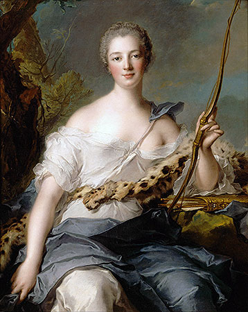 Jeanne-Antoinette Poisson, Marquise de Pompadour as Diana the Huntress, 1746 | Jean-Marc Nattier | Giclée Leinwand Kunstdruck
