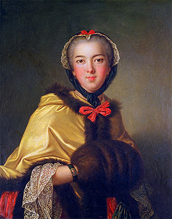 Portrait of Louis-Henriette de Bourbon-Conti, with Muffler, n.d. | Jean-Marc Nattier | Giclée Leinwand Kunstdruck