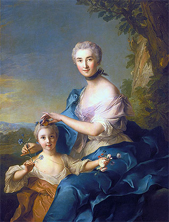 Jean-Marc Nattier | Madame Crozat de Thiers and Her Daughter, 1733 | Giclée Canvas Print