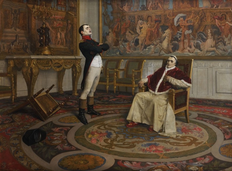 Begegnung zwischen Napoleon und Papst Pius VII. am 7. Januar 1813, n.d. | Jean-Paul Laurens | Giclée Leinwand-Kunstdruck