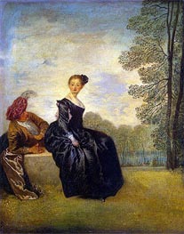 La Boudeuse (The Capricious Girl), c.1718 by Watteau | Canvas Print