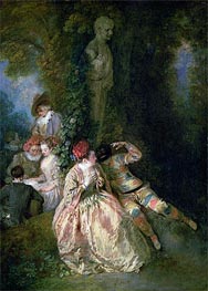 Harlequin and Columbine, c.1716/18 by Watteau | Canvas Print