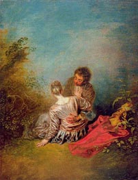 Le faux-pas (The Misste), c.1716/18 von Watteau | Leinwand Kunstdruck