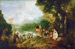 Pilgrimage to Cythera, 1717 von Watteau | Leinwand Kunstdruck