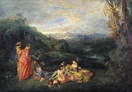 Love in the Country (Peaceful Love) | Watteau | Painting Reproduction