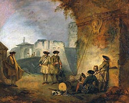 The Portal of Valenciennes, c.1709/10 by Watteau | Canvas Print