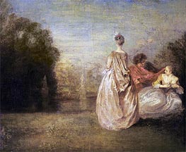 The Two Cousins, c.1716 by Watteau | Canvas Print