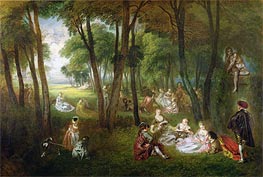 Fete in a Park (Divertissements Champetres) | Watteau | Painting Reproduction