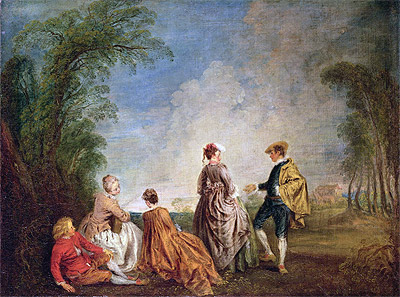 An Embarrasing Proposal, c.1715/16 | Watteau | Giclée Leinwand Kunstdruck