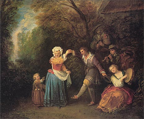 Pastoral Dance, c.1706/10 | Watteau | Giclée Leinwand Kunstdruck