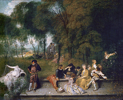 Meeting in the Open Air, c.1719/20 | Watteau | Giclée Leinwand Kunstdruck