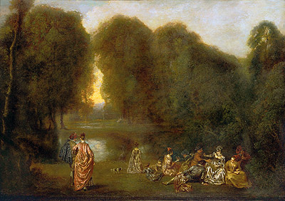 Company in a Park, c.1716/17 | Watteau | Giclée Leinwand Kunstdruck
