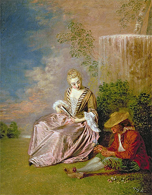 The Shy Lover, 1718 | Watteau | Giclée Leinwand Kunstdruck
