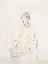 Portrait of Madame Charles Hayard and Her Daughter Caroline, 1815 von Ingres | Papier-Kunstdruck