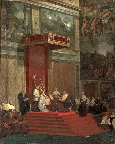 Pope Pius VII Attending Chapel, 1820 | Ingres | Giclée Leinwand Kunstdruck