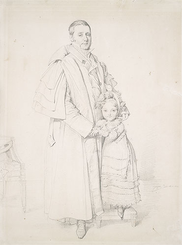Portrait of Augustin Jordan and his Daughter Adrienne, 1817 | Ingres | Giclée Paper Art Print