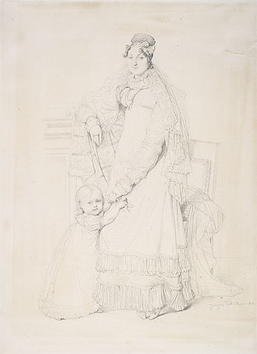 Portrait of Mme. Augustin Jordan and Her Son Gabriel, 1817 | Ingres | Giclée Papier-Kunstdruck
