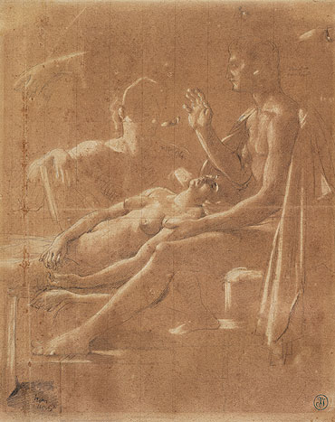 Study for 'Virgil Reading the Aeneid to Augustus', c.1812 | Ingres | Giclée Papier-Kunstdruck