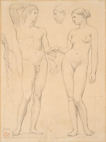 Studien von einem Mann und einer Frau für 'Das goldene Zeitalter', c.1843/48 | Ingres