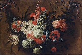 A Garland with Flowers, undated von Jean Baptiste Bosschaert | Leinwand Kunstdruck