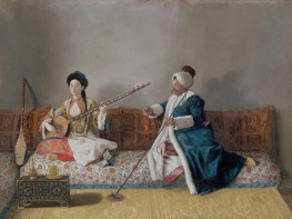 Portrait of M. Levett and of Mlle Glavany Seated ..., n.d. by Jean Etienne Liotard | Canvas Print