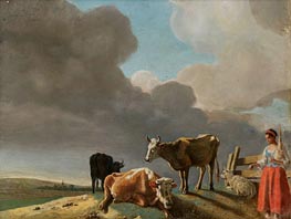 Jean Etienne Liotard | Landscape with Cows | Giclée Canvas Print