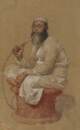 Man Seated on a Stool and Smoking a Hookah, c.1748/53 by Jean Etienne Liotard | Paper Art Print