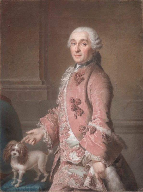 Porträt eines Mannes mit seinem Hund, c.1746/50 | Jean Etienne Liotard | Giclée Leinwand-Kunstdruck