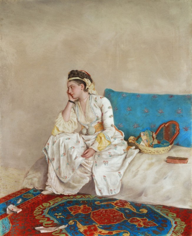 Woman in Turkish Dress, Seated on a Sofa, c.1751/52 | Jean Etienne Liotard | Giclée Canvas Print