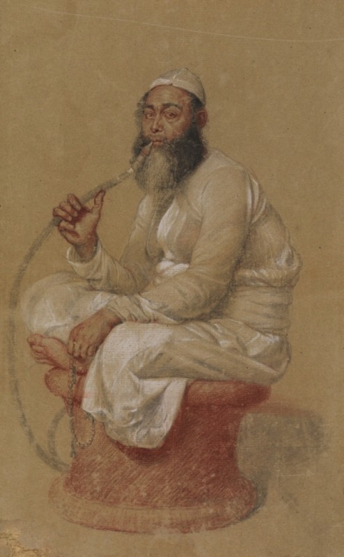 Man Seated on a Stool and Smoking a Hookah, c.1748/53 | Jean Etienne Liotard | Giclée Paper Art Print