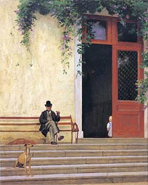 The Artist's Father and Son on the Doorstep of His House, c.1866/67 von Gerome | Leinwand Kunstdruck