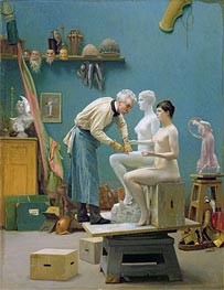 Working in Marble (The Artist Sculpting Tanagra), 1890 by Gerome | Canvas Print