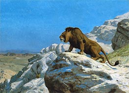 Lion on the Watch | Gerome | Painting Reproduction