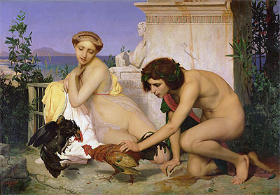 Young Greeks Encouraging Cocks to Fight, 1846 | Gerome | Giclée Leinwand Kunstdruck