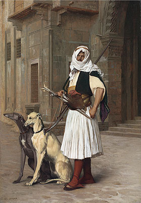 Arnaut with Two Whippets Dogs, 1867 | Gerome