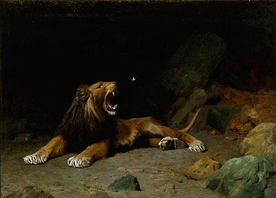 Lion Snapping at a Butterfly, 1889 | Gerome | Giclée Canvas Print