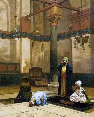 Three Worshippers Praying in a Corner of a Mosque, c.1880 | Gerome | Giclée Leinwand Kunstdruck
