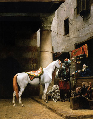 The Saddle Bazaar, Cairo (Arab Purchasing a Bride), 1881 | Gerome | Giclée Leinwand Kunstdruck