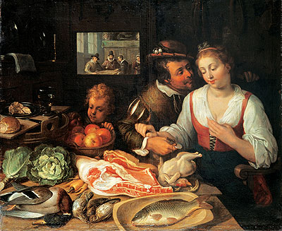 Kitchen Scene, 1613 | Jeremias van Winghe | Giclée Canvas Print
