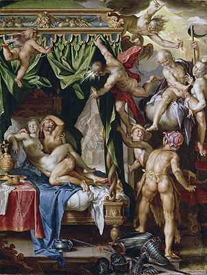 Mars and Venus Surprised by the Gods, c.1606/10 | Joachim Wtewael | Giclée Leinwand Kunstdruck