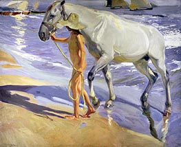 The Horse's Bath, 1909 by Sorolla y Bastida | Canvas Print