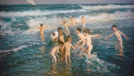 Lausbuben am Strand, Valencia, 1899 von Joaquín Sorolla | Giclée Leinwand-Kunstdruck