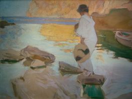 Elena in der Bucht von San Vincente, Mallorca, 1919 von Joaquín Sorolla | Giclée Leinwand-Kunstdruck