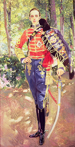 Porträt von König Alfons XIII. In Husarenuniform, 1907 | Sorolla y Bastida | Giclée Leinwand Kunstdruck