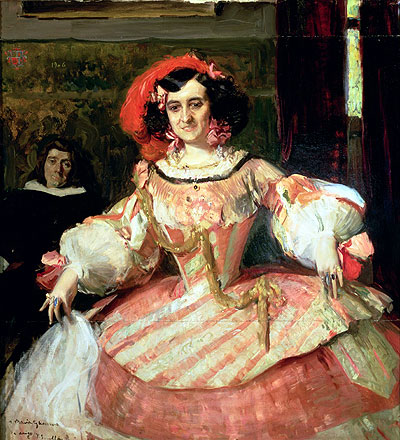 Portrait of Maria Guerrero, actress and director of Teatro Espanol in Madrid, 1906 | Sorolla y Bastida | Giclée Leinwand Kunstdruck