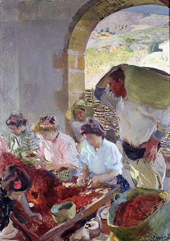 Zubereitung der trockenen Trauben, 1890 | Sorolla y Bastida | Giclée Leinwand Kunstdruck