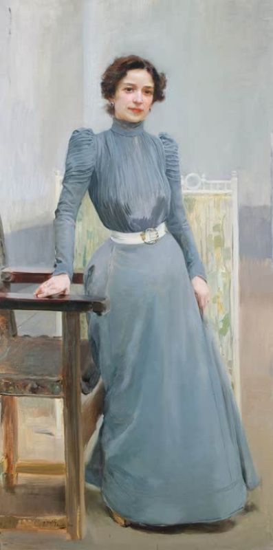 Clotilde in einem grauen Kleid, 1900 | Joaquín Sorolla | Giclée Leinwand-Kunstdruck